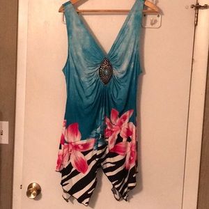 Jeweled, Flowered Tank Tunic
